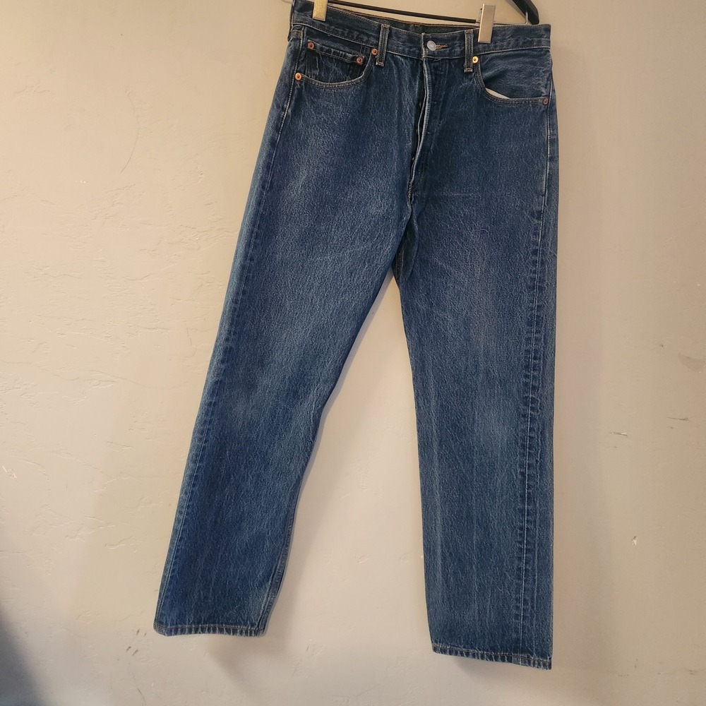 Vintage Levi's Blue Jeans W34 L34 501 XX Button Fly Straight Leg 90's Red Wing